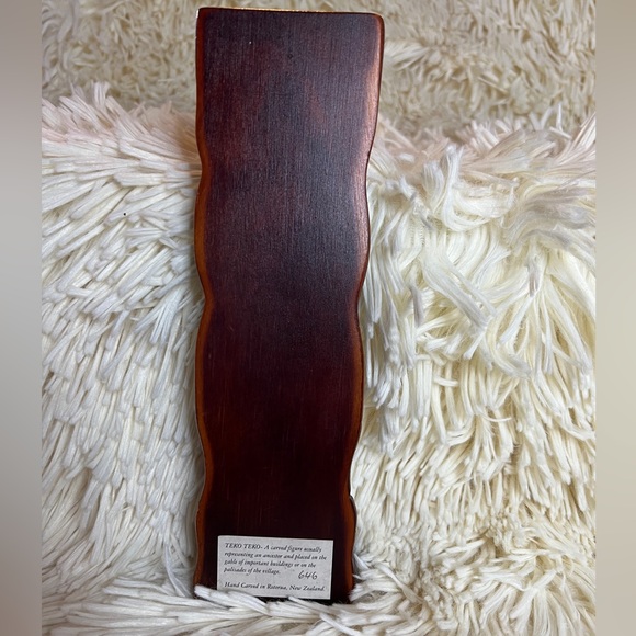 NUMBERED Hand Carved Teko Teko Wood Figure Rotorua, New Zealand Paua Shell Eyes - Picture 7 of 13